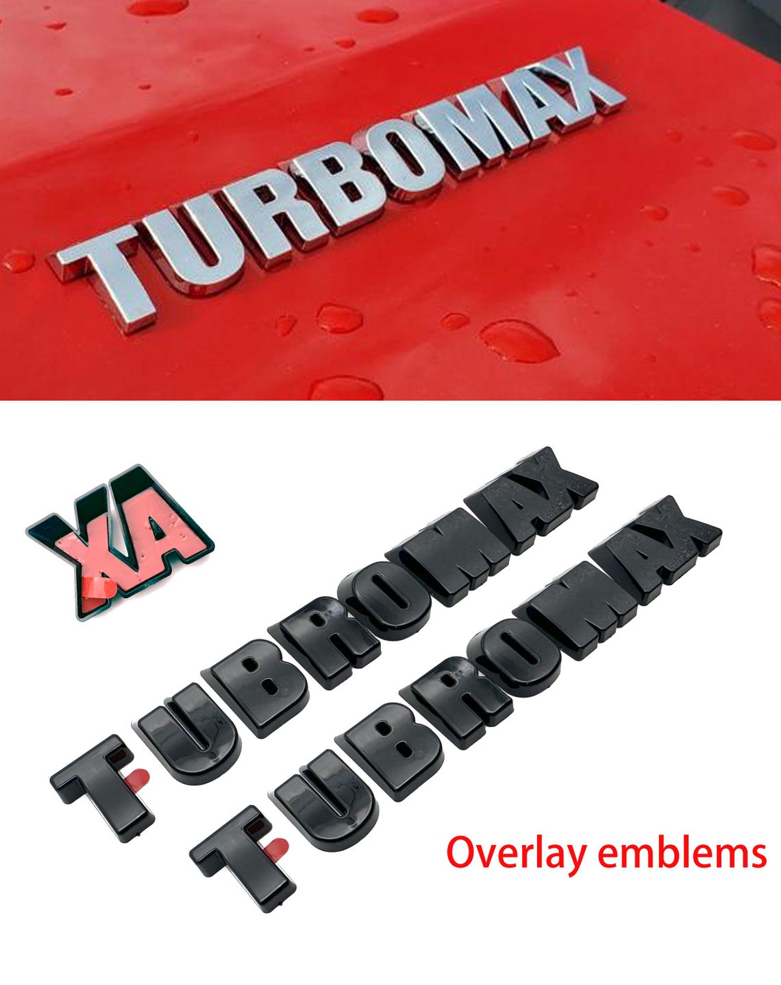 Gloss Black TURBOMAX Overlay/ Replacement Emblems Letter Decals Fit ...