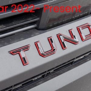 Black with red outline Premium 3D color matched Letters for 2022-2024 Tundra Front Bumper