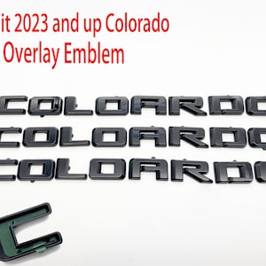 OVERLAY Gloss Black Emblems Letters Fits 2023 and up Fit Chevy Colorado Fender & Tailgate Gloss Black Badge Logo Emblem Truck