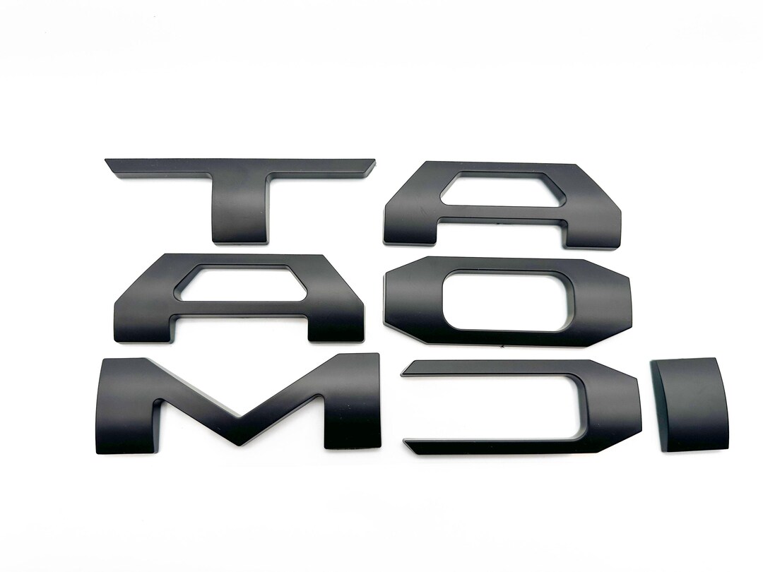 thumbnail interactive-video image 1 of Black Matte Plastic Raised Tailgate Letter Inserts For Toyota Tacoma 2024-2025 - US Made 1 of 2