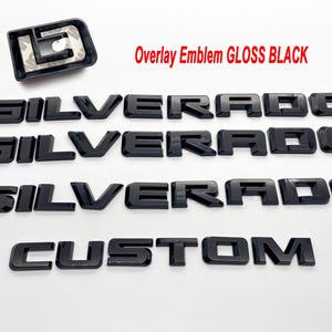 Black Silverado LT LTZ Custom Overlay Letters Emblem - Fits 2019-2025 Chevrolet Chevy Silverado