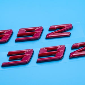 392 Red With Black Fender Badges  Emblem Angry Aggressive Car Badge | 2 BADGES | 345 3D Fender Badges