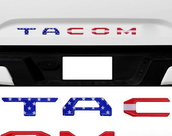 US Flag Raised Tailgate Insert Letters Tailgate Letters Insert Plastic ABS Badge Fits 2016-2023 2024-2026 Toyota Tacoma