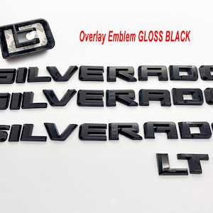 Black Silverado LT Overlay Letters Emblem - Fits 2019-2025 Chevrolet Chevy Silverado