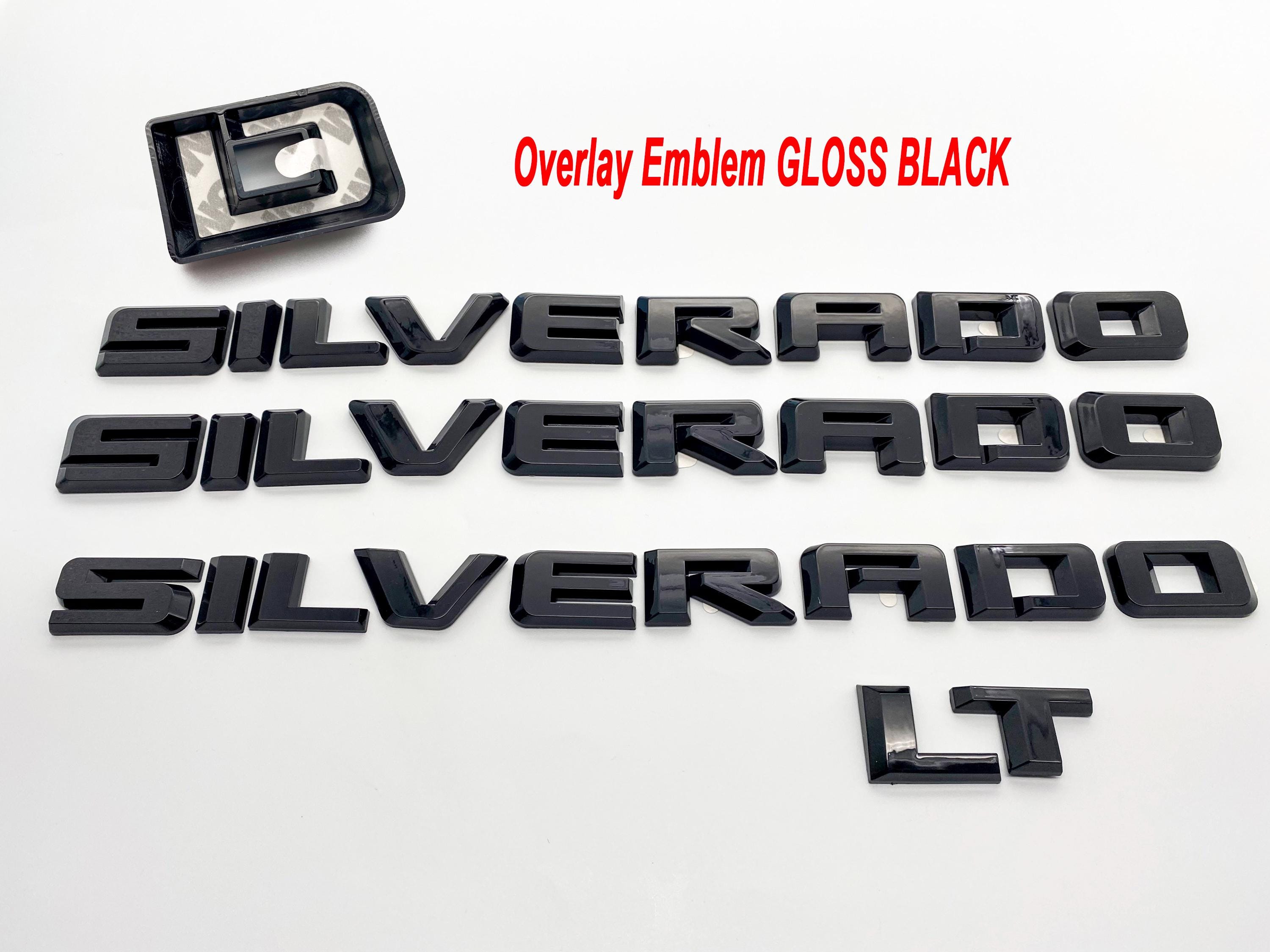 Black Silverado LT Overlay Letters Emblem - Fits 2019-2026 Chevrolet ...