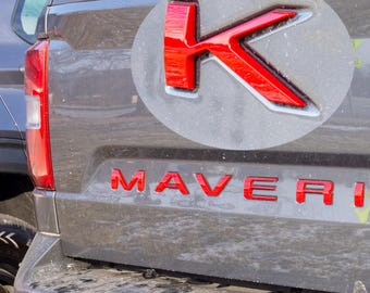 Red 0.3in Raised Badges Fits 2022-2026 Ford Maverick Tailgate Letters ABS Plastic Insert Decals - Durable Raised Badge Kit