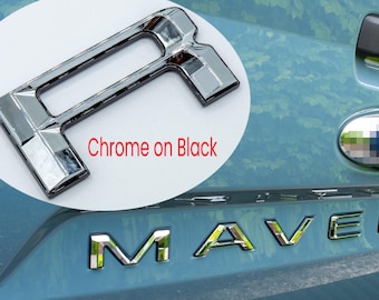 Chrome on Black Fits 2022-2025 Ford Maverick Tailgate Letters ABS Plastic Insert Decals - Durable Raised Badge Kit