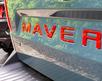 Red Raised Badges Fits 2022-2026 Ford Maverick Tailgate Letters ABS Plastic Insert Decals - Durable Raised Badge Kit