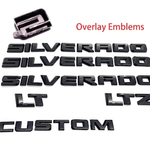 Black Silverado LT LTZ Custom Overlay Letters Emblem - Fits 2019-2025 Chevrolet Chevy Silverado