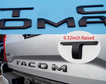 Matte Black Raised Tailgate Insert Letters Tailgate Letters Insert Plastic ABS Badge Fits 2016-2023 Toyota Tacoma