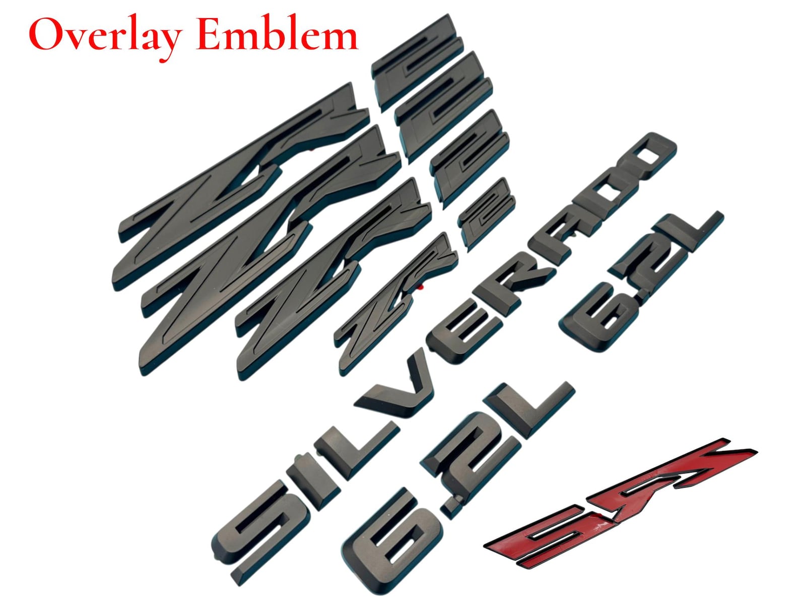 Matte Black Silverado Overlay Letters Emblem - Fits 2022-2026 Chevrolet ...