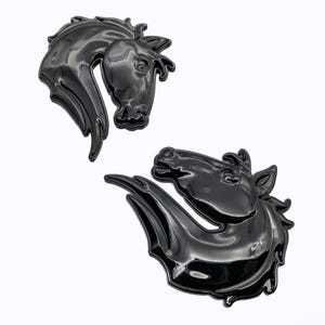 Gloss Black Set of 2 Bronco Horse Emblems Badge Universal Fit for Tailgate & Fender - Compatible with Various Models