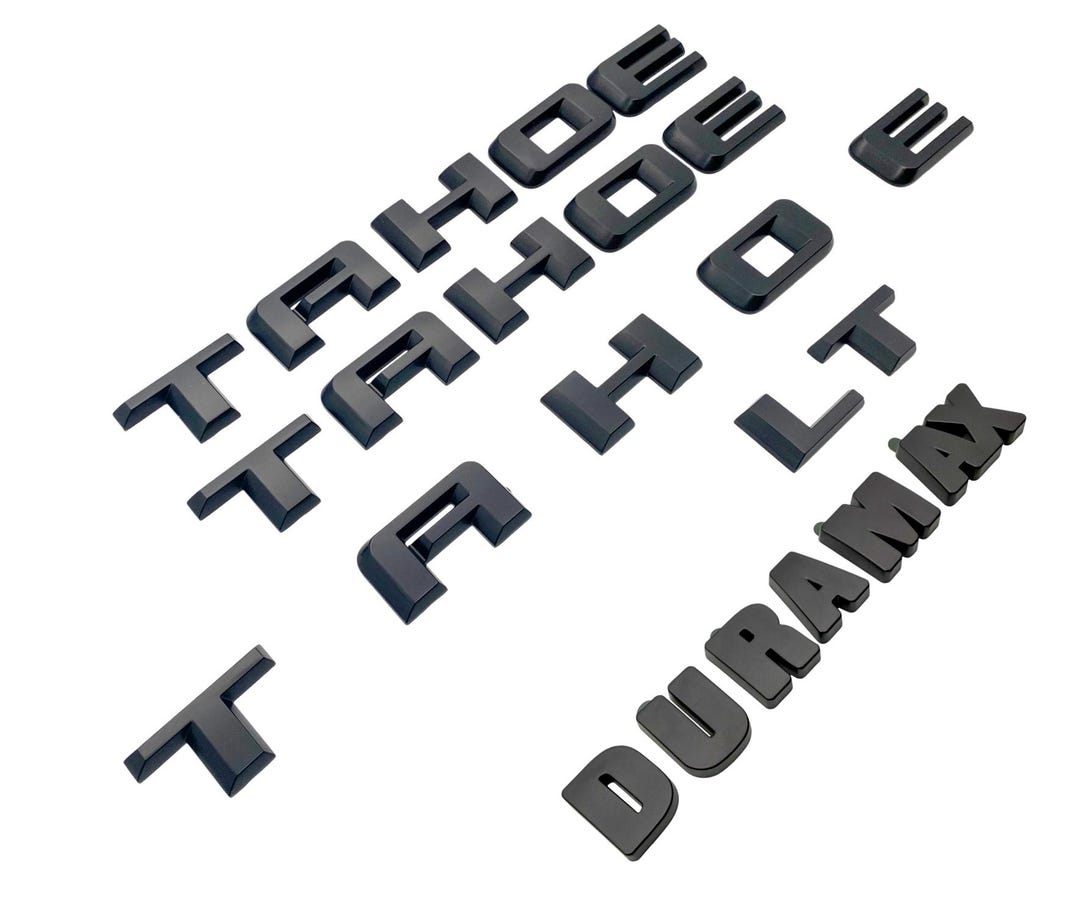 5PC Matte Black Door Rear TAHOE Duramax OVERLAY Emblems Letters 2021 ...