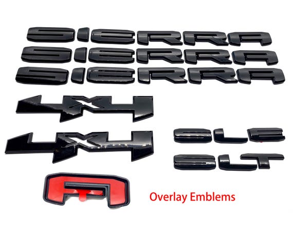 thumbnail image 2 of Gloss Black Side Bed 4x4 Emblem Overlays – 2019-2024 Sierra 1500 2500HD 3500HD 2 of 5