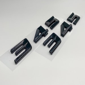 345 Fender Badges Matte Black Emblem Angry Aggressive Car Badge | 2 BADGES | 345 3D Fender Badges