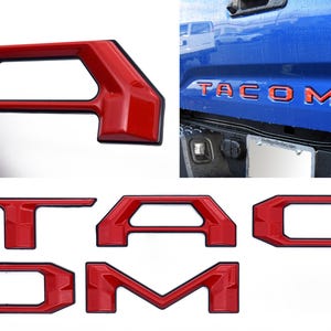 Red with Black Outline Raised Tailgate Insert Letters Tailgate Letters Insert Plastic ABS Badge Fits 2016-2023 Toyota Tacoma 2024 Tacoma