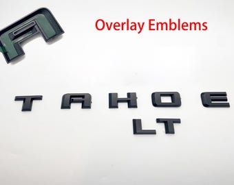2PC Matte black Door Rear TAHOE LT OVERLAY Emblems Letters 2021+ Chevrolet Tahoe