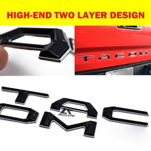 Black with Chrome Outline Raised Tailgate Insert Letters Tailgate Letters Insert Plastic ABS Badge Fits 2016-2023 Toyota Tacoma