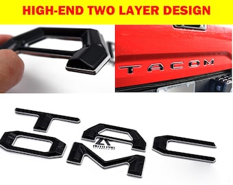 Black with Chrome Outline Raised Tailgate Insert Letters Tailgate Letters Insert Plastic ABS Badge Fits 2016-2023 Toyota Tacoma