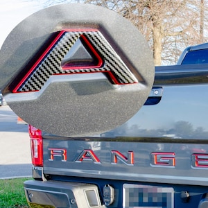 Black fiber with Red outline Raised Tailgate Insert Letters Tailgate Letters Insert Plastic ABS Badge Fits 2019-2023 Ford Ranger Tailgate
