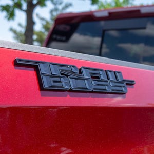 Black Custom 1/8&quot; Thick Trailboss Bedside Emblem Badge with Adhesive - 12&#39;&#39; x 1.8&#39;&#39; - ABS Plastic