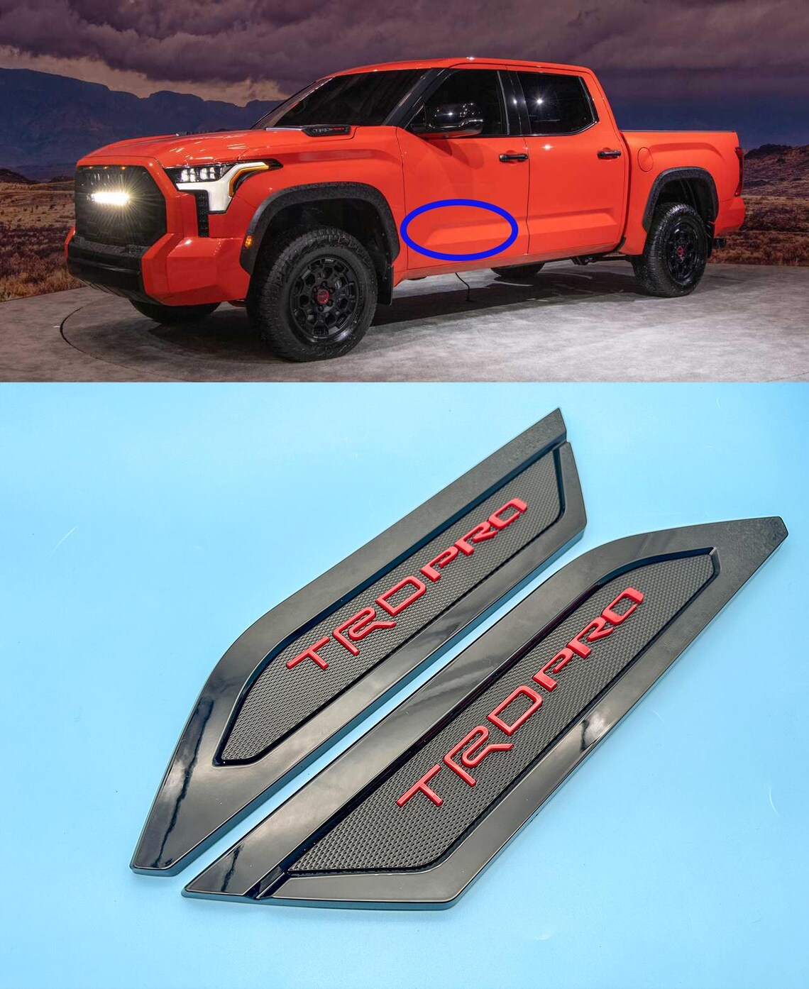 Red With Black Door Side Body Molding Trim for 2022-2026 Toyota Tundra ...