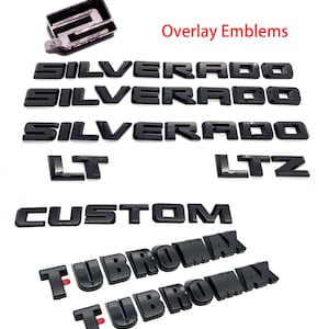 Black Silverado TurboMax LT LTZ Custom Overlay Letters Emblem - Fits 2019-2025 Chevrolet Chevy Silverado 1500