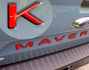 Red on Black Fits 2022-2026 Ford Maverick Tailgate Letters ABS Plastic Insert Decals - Durable Raised Badge Kit