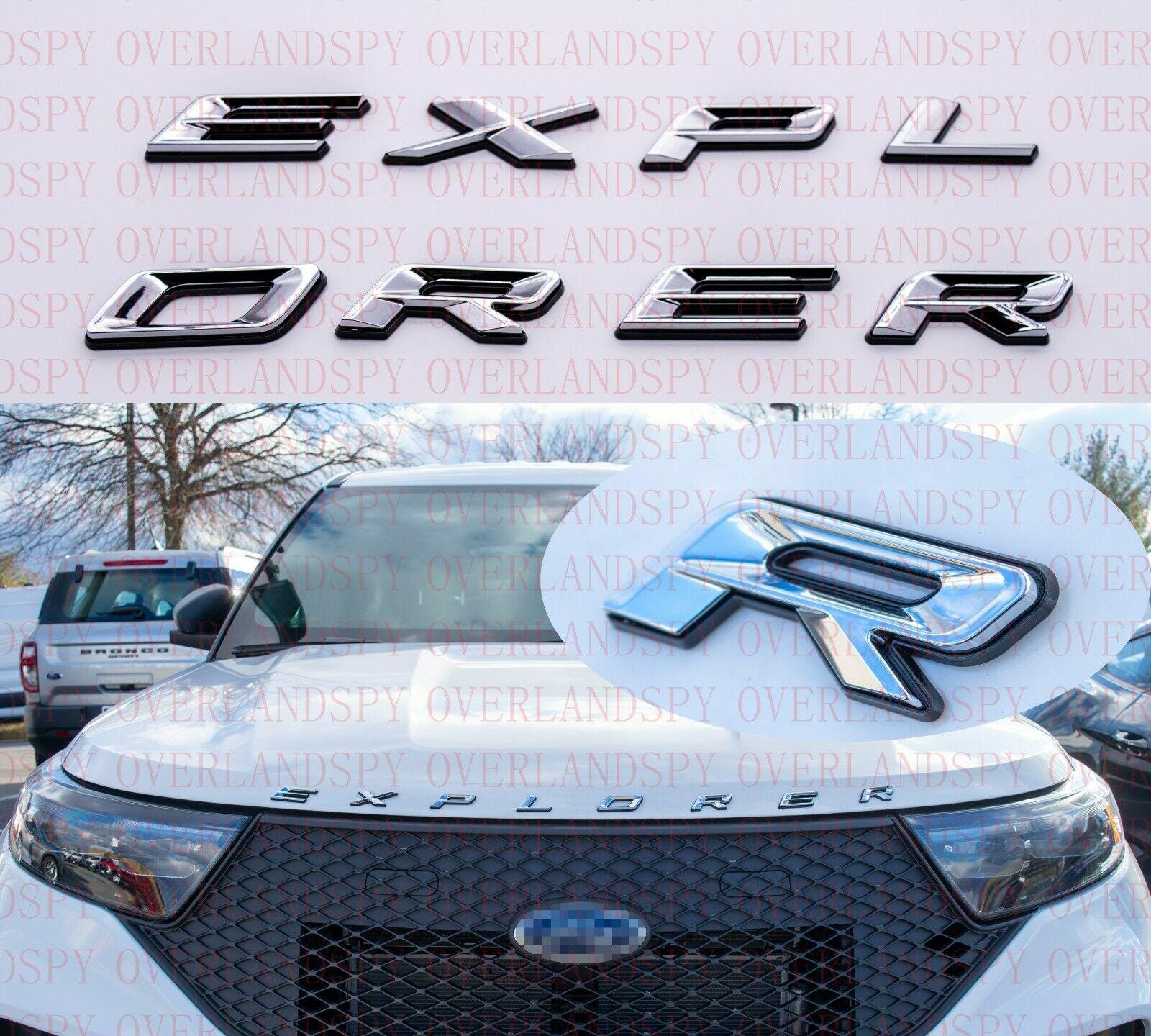 Ford Explorer Insert Letters Chrome Black 3D Front Hood Explorer Letters Decal Fit for 2011-2026 ...