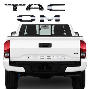 Black US Flag Raised Tailgate Insert Letters Tailgate Letters Insert Plastic ABS Badge Fits 2016-2023 Toyota Tacoma