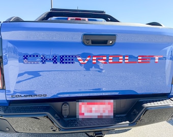 US Flag 3D Raised Coated Tailgate Letter Inserts Decals Fit With Chevrolet Colorado 2023 -2026