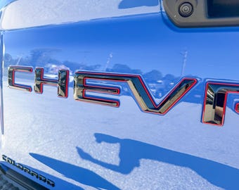 Décalcomanies noires avec lettrage de hayon surélevé 3D double couche avec revêtement enduit pour le modèle Chevrolet Colorado 2023-2026