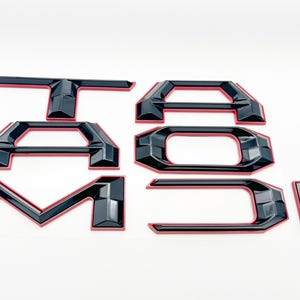 Black with red outline Raised Tailgate Insert Letters Tailgate Letters Insert Plastic ABS Badge Fits 2024-2025 Toyota Tacoma