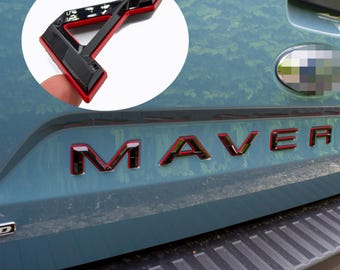 Black on Red Fits 2022-2026 Ford Maverick Tailgate Letters ABS Plastic Insert Decals - Durable Raised Badge Kit