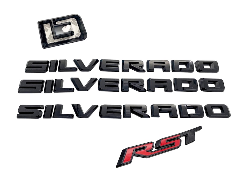 Gloss Black Silverado RST Overlay Emblems – 4 Style Options – Fits 2019 ...