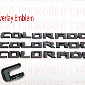 OVERLAY Matte Black Emblems Letters Fits 2023 and up Fit Chevy Colorado Fender & Tailgate Gloss Black Badge Logo Emblem Truck