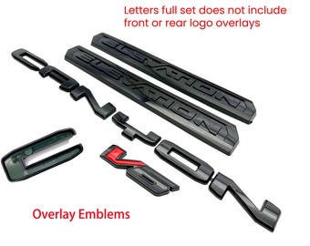 Matte Black / Gloss Black Denali Overlay  Emblems  Fit 2021-2022 GMC Canyon Elevation 4x4