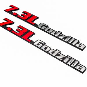 2PC Red 7.3L Godzilla Fender Badges – 3D Emblem Pair for Car Fender Exterior MULRICOLOR Truck Badge Logo Sport Offroad 4x4 SUV Badge