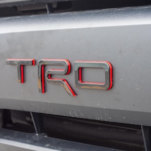Black with Red outline Fit 2022-2025 Toyota Tundra &quot;TRD&quot; FRONT Grill Decal Inlay Set