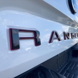Black with Red Outline Raised Tailgate Insert Letters Tailgate Letters Insert Plastic ABS Badge Fits 2024 and up Ford Ranger Tailgate