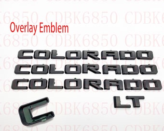 OVERLAY Matte Black Emblems Letters Fits 2021-2022 2023 and up Fit Chevy Colorado Fender & Tailgate Matte Black Badge Logo Emblem Truck