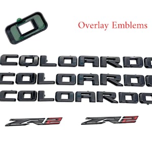 OVERLAY Gloss Black Red Emblems Letters Fits 2023 and up Fit Chevy Colorado ZR2 Fender & Tailgate Grill Gloss Black Badge Logo Emblem Truck