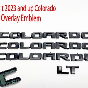 OVERLAY Gloss Black Emblems Letters Fits 2023 and up Fit Chevy Colorado Fender & Tailgate Gloss Black Badge Logo Emblem Truck