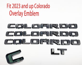 OVERLAY Gloss Black Emblems Letters Fits 2023 and up Fit Chevy Colorado Fender & Tailgate Gloss Black Badge Logo Emblem Truck