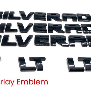Overlay Gloss Black / Matte Black Doors Rear Emblems Fit 2007-2018 Silverado 1500 LTZ LT