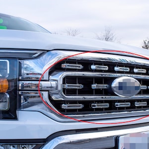 Chrome Grille Insert Trim Compatible with 2021-2023 Ford F-150 XL/XLT - Adhesive Backed Custom Fit Overlay