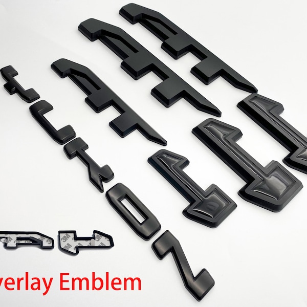 4Pcs Matte Black Overlay Emblems Kit 2021-2026 Yukon AT4 Letters Emblem 3D Door Rear Nameplate