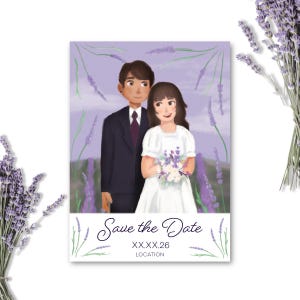 Save the Date - Custom Hand Drawn Illustration of Couple