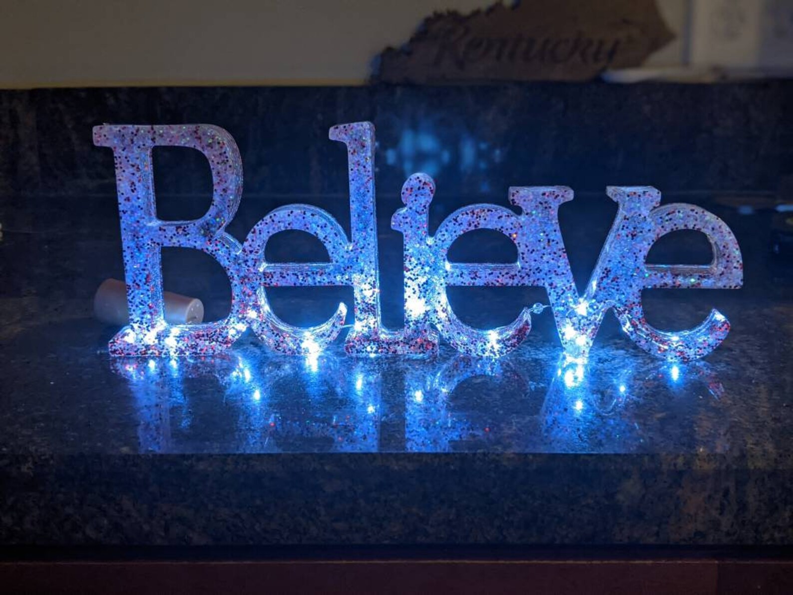 Holiday Sign With Lights. Believe Lighted Sign With Red and Etsy