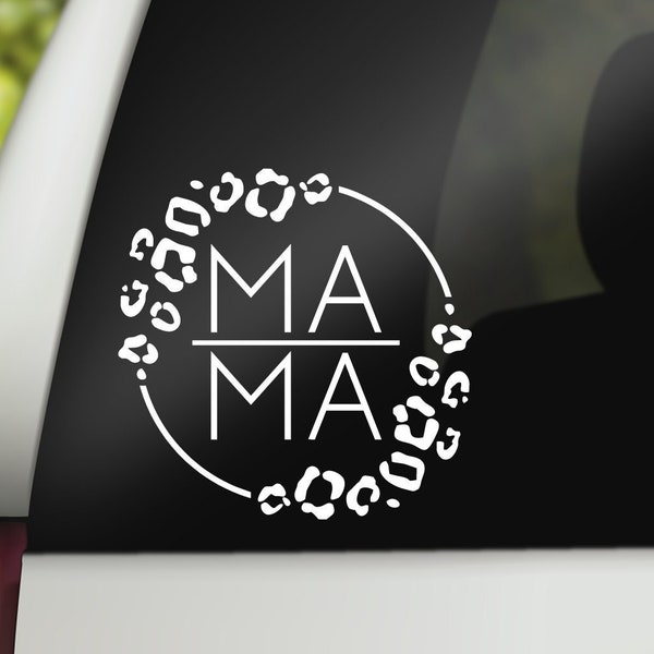 Circle Mama Decal, Cheetah Mama Decal, Leopard Mama Decal, Mama Car Decal, Mama Cheetah Sticker, Leopard Sticker, Tumbler Decal, Mama Decal